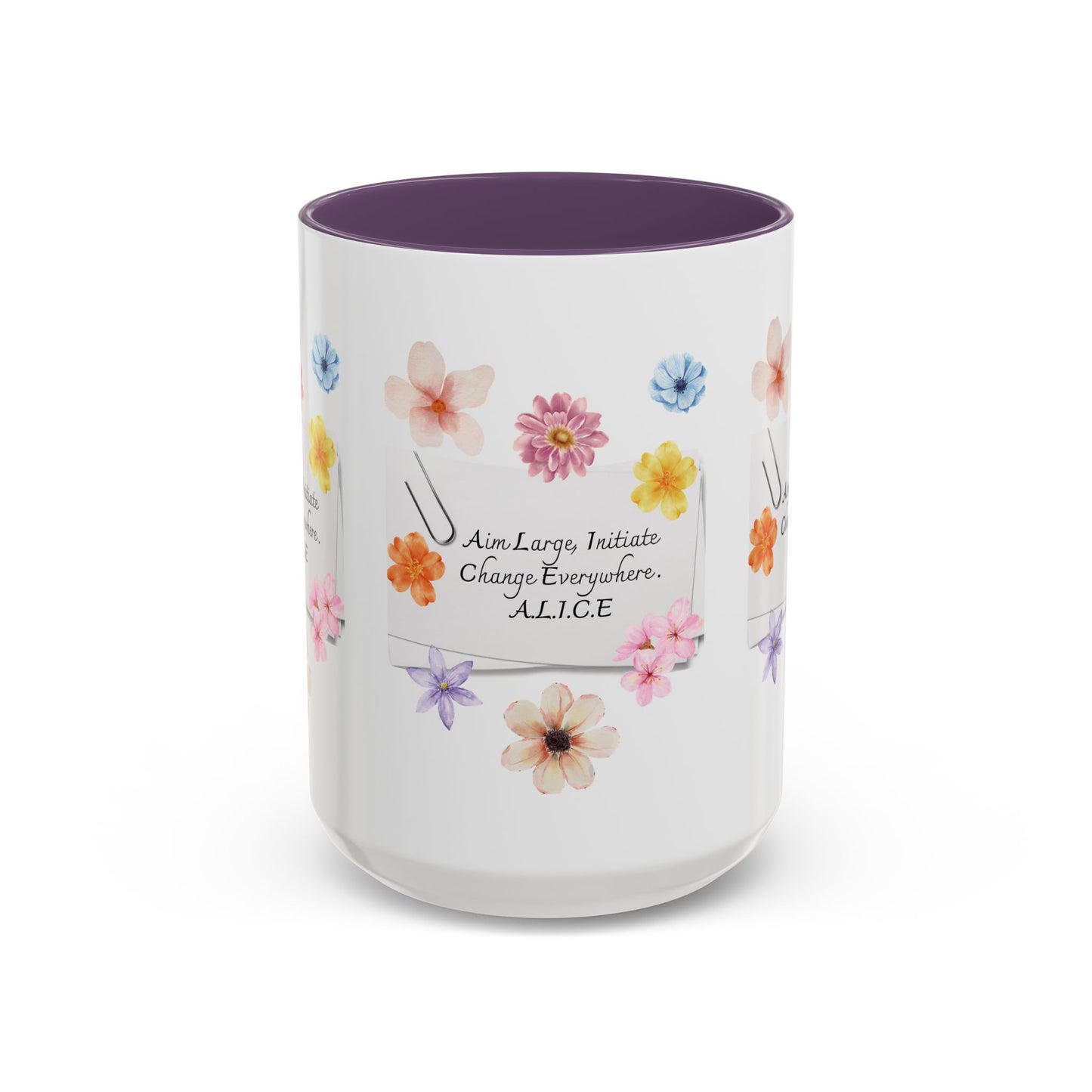 Personalized Floral Clip Note Accent Coffee Mug