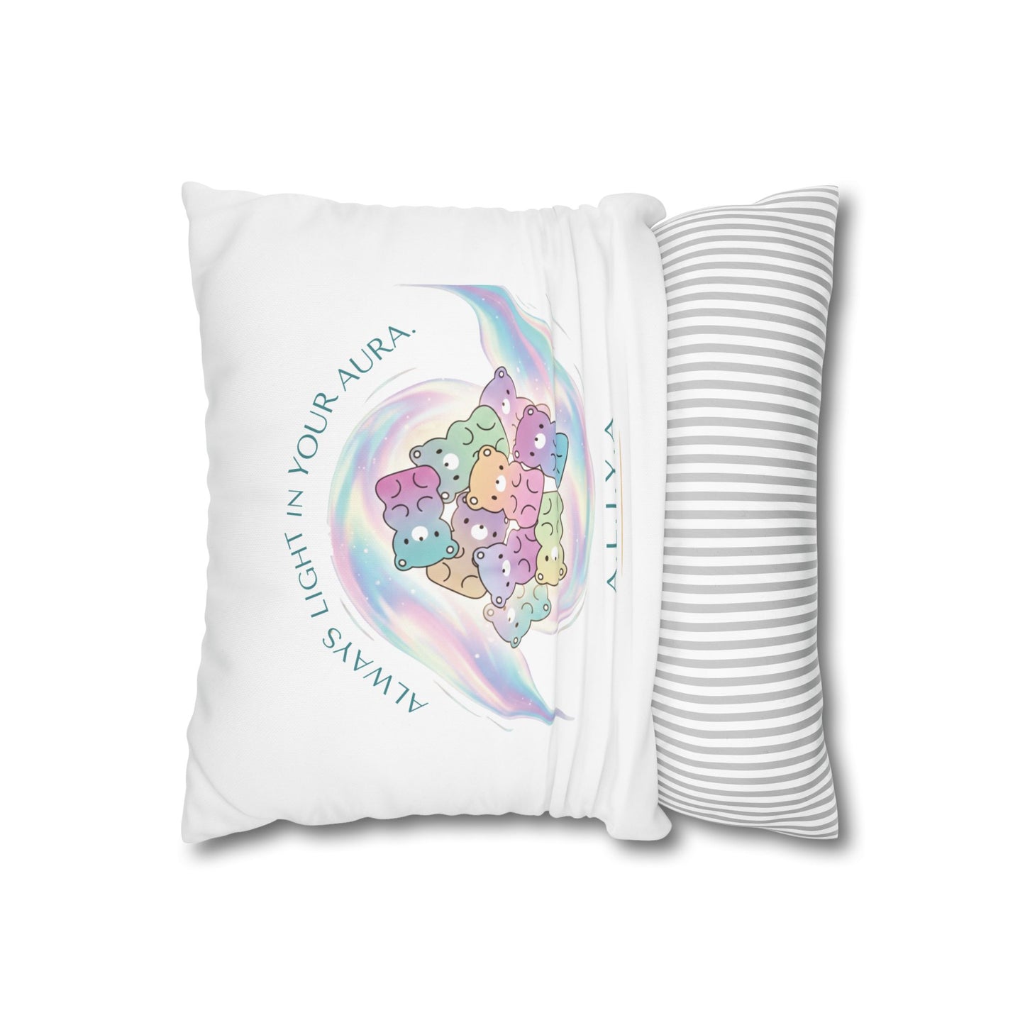 Personalized Initial Quote Bear — Custom Sayings on Square Poly Canvas Pillowcase