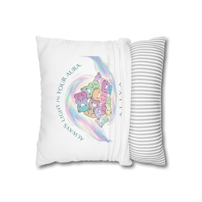 Personalized Initial Quote Bear — Custom Sayings on Square Poly Canvas Pillowcase