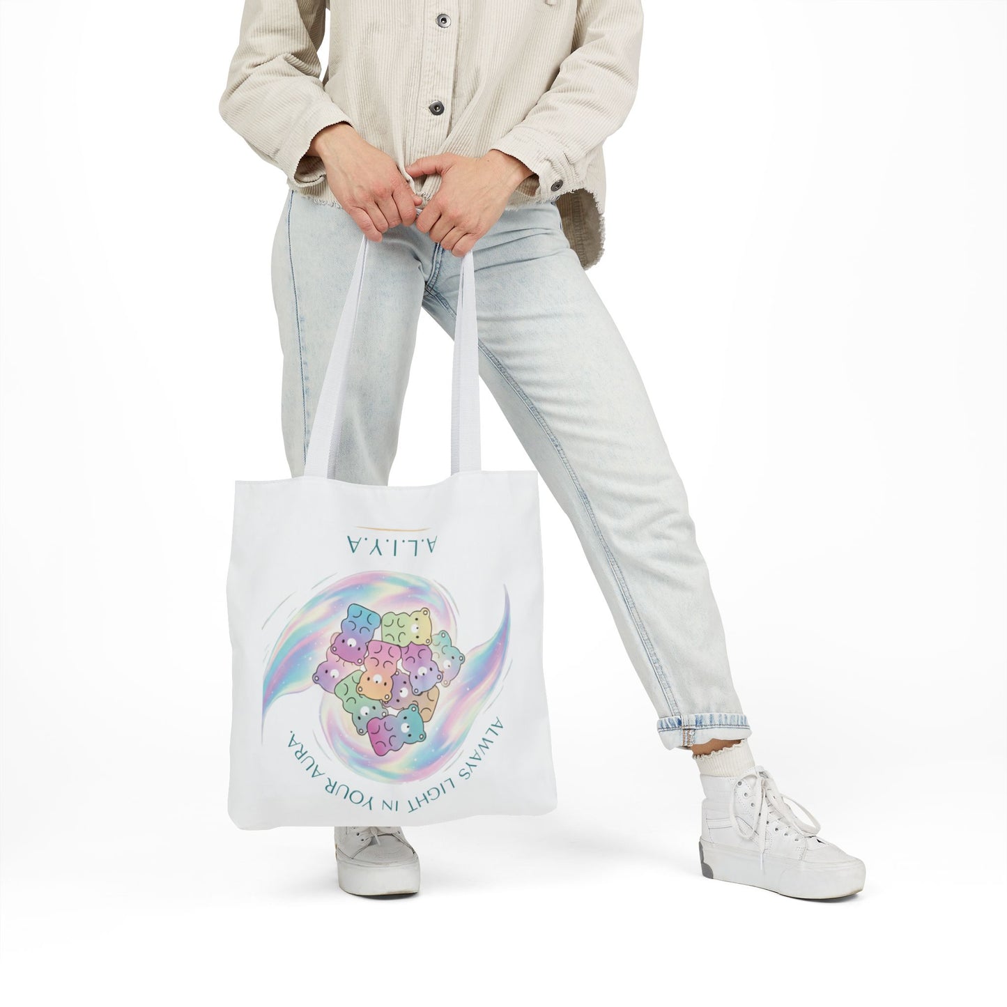 Personalized Initial Quote Pastel Cloud Canvas Tote Custom Name