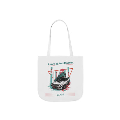 Personalized Initial Quote Dinosaur Car Canvas Tote Custom Name
