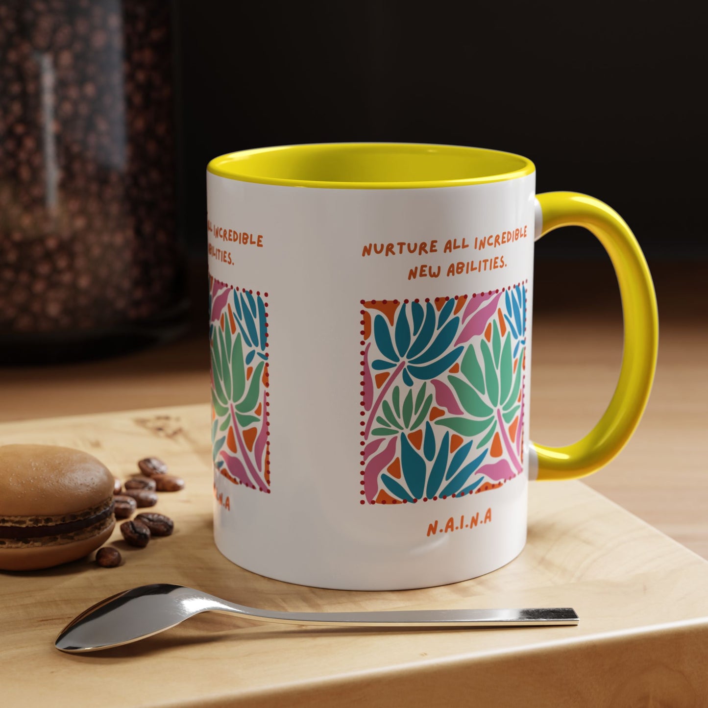 Personalized Initial Floral Momentum Accent Coffee Mug