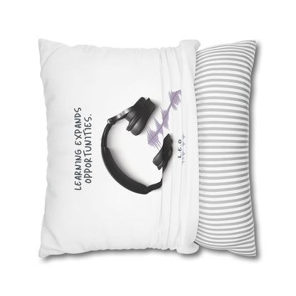 Personalized Initial Quote Headphone — Custom Sayings on Square Poly Canvas Pillowcase