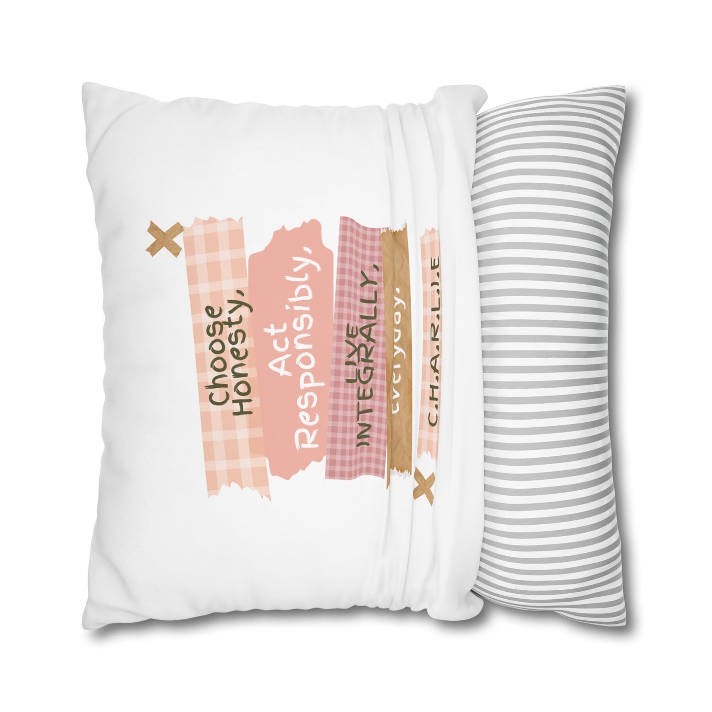 Personalized Initial Quote Note Steps — Custom Sayings on Square Poly Canvas Pillowcase