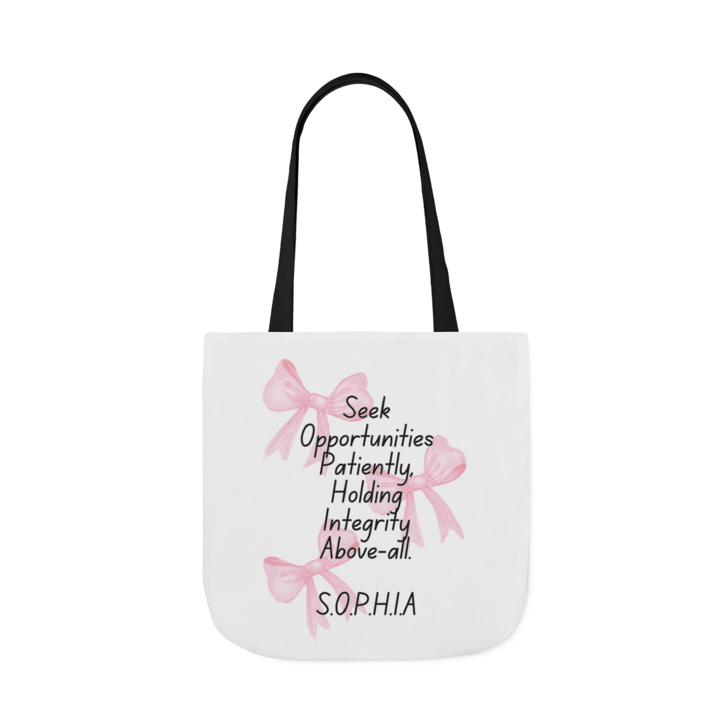 Personalized Initial Quote Pink Bow Canvas Tote Custom Name