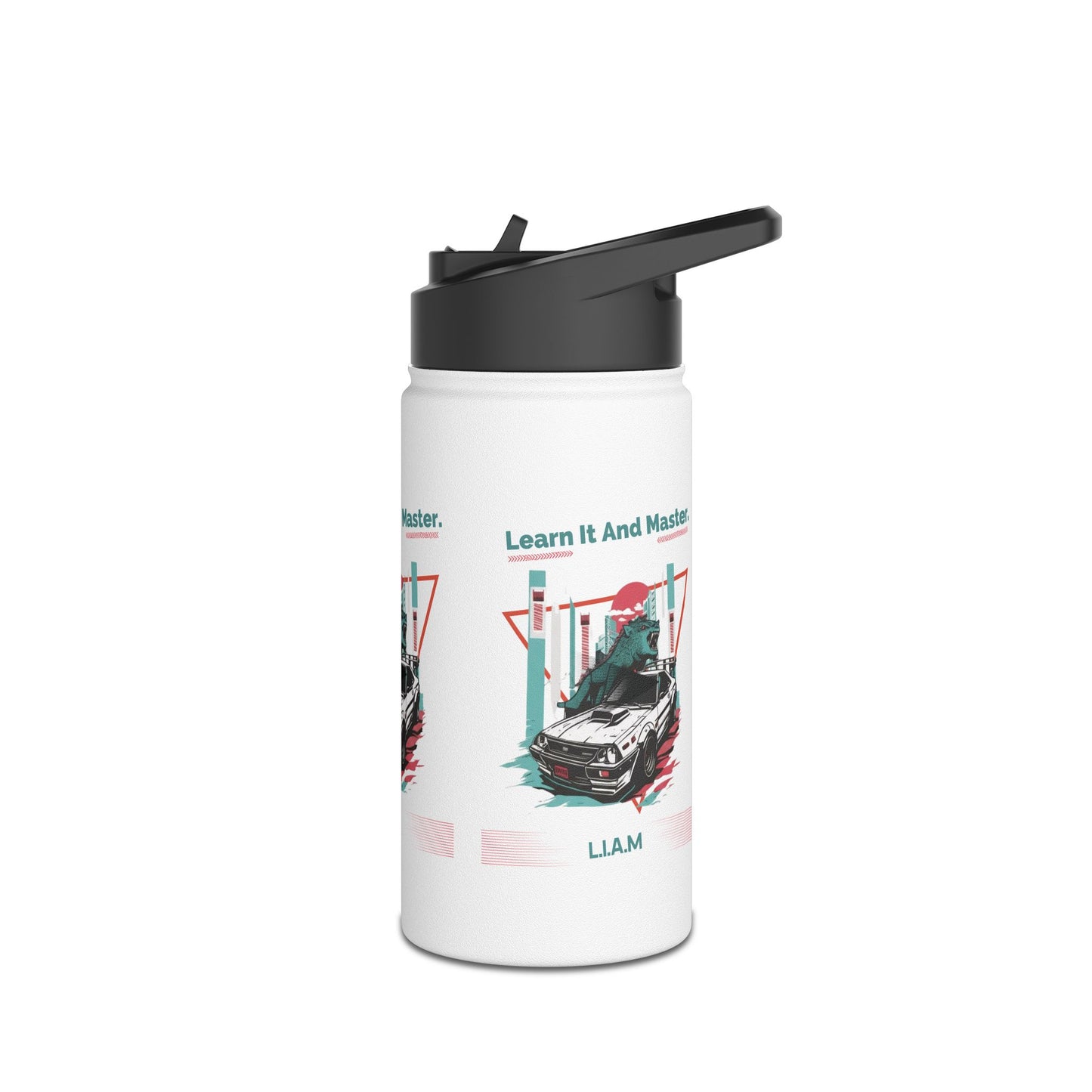 Personalized Initial Quote Dinosaur Car Stainless Steel Water Bottle