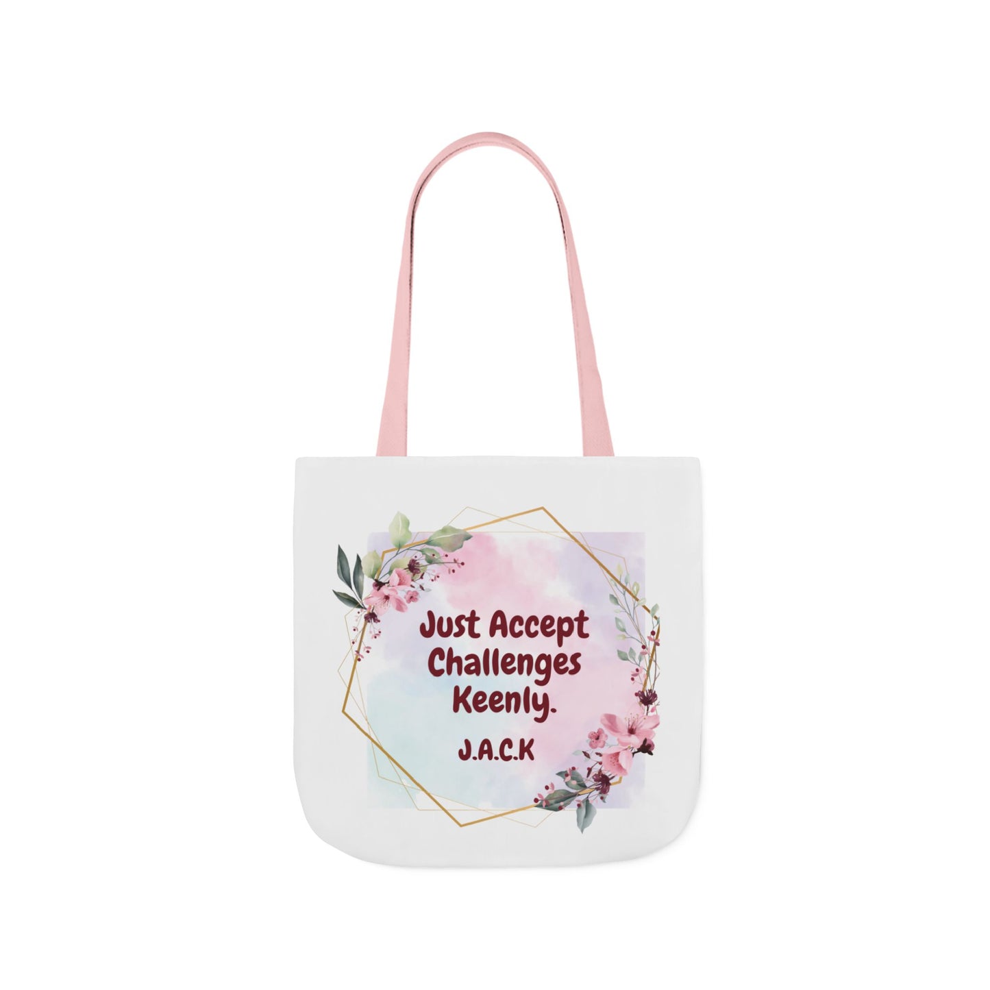 Personalized Initial Quote Floral Frame Canvas Tote Custom Name