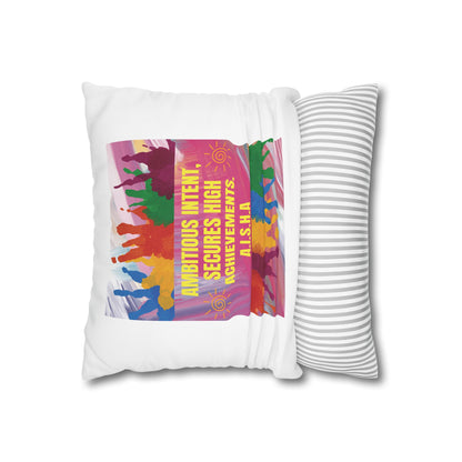 Personalized Initial Quote Colorful Paint — Custom Sayings on Square Poly Canvas Pillowcase
