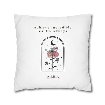 Personalized Initial Quote Floral Moon — Custom Sayings on Square Poly Canvas Pillowcase