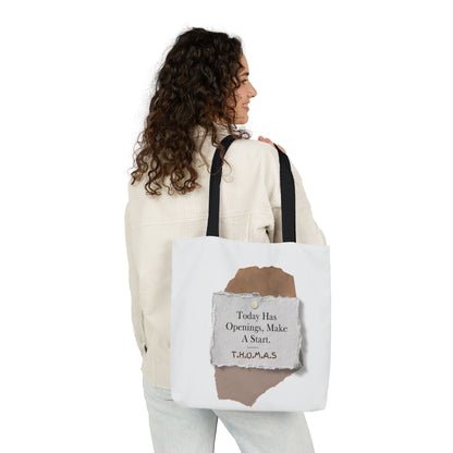 Personalized Initial Quote Torn Paper Canvas Tote Custom Name