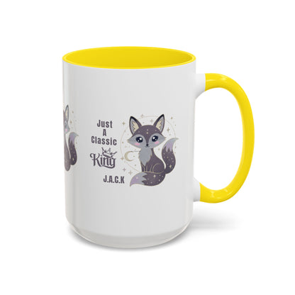 Personalized Initial Fox King Accent Coffee Mug