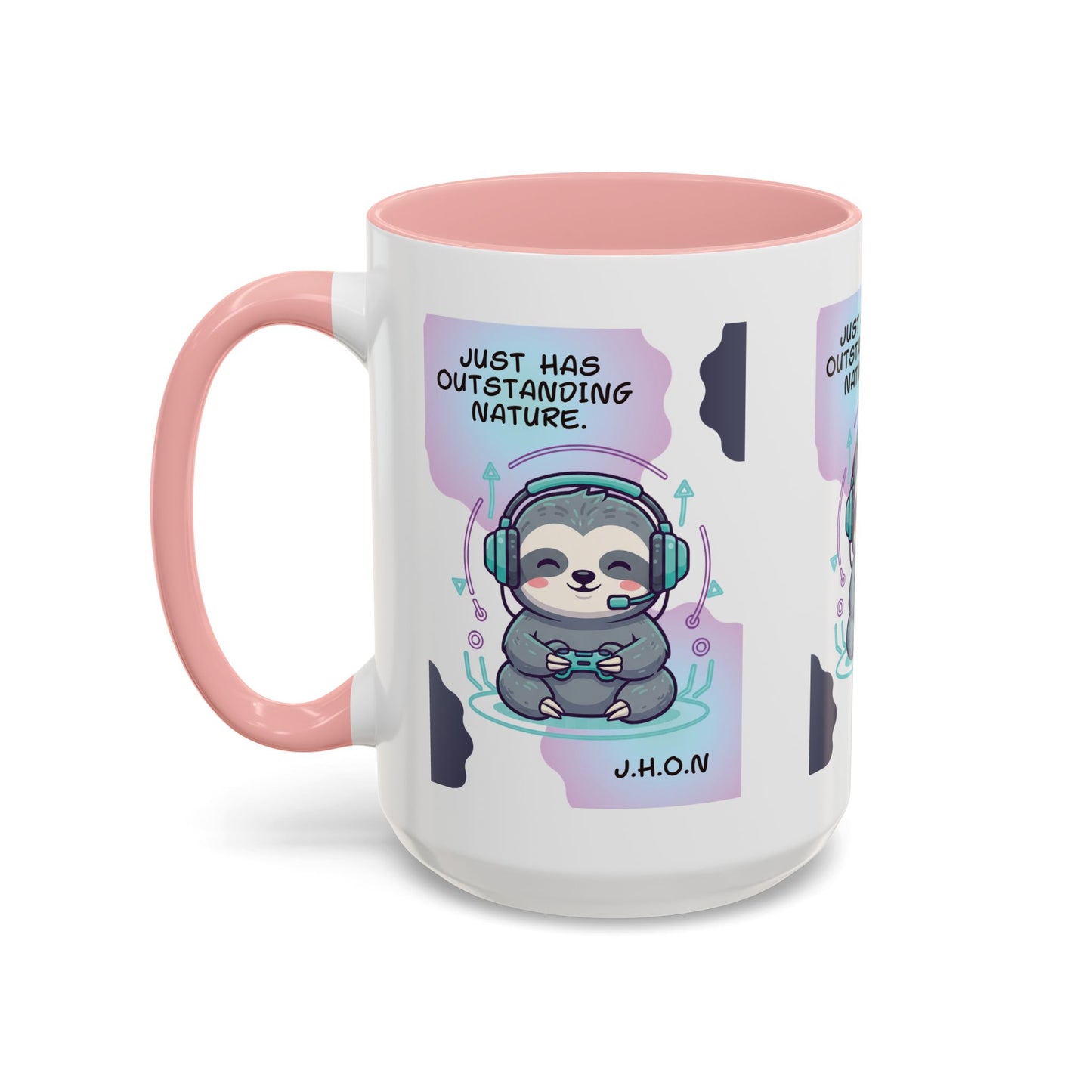 Personalized Initial Sloth Gamer Accent Coffee Mug