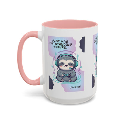 Personalized Initial Sloth Gamer Accent Coffee Mug