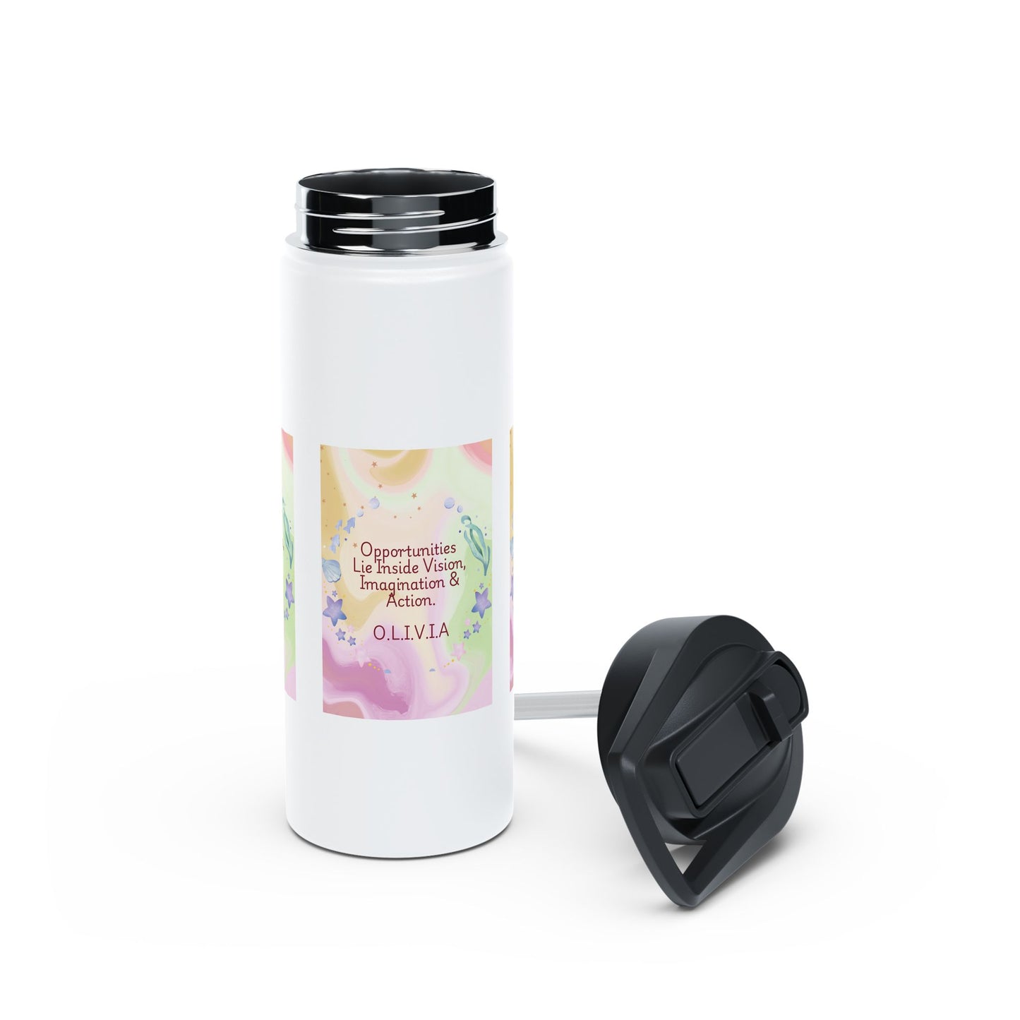 Personalized Initial Quote Ocean Theme Stainless Steel Water Bottle