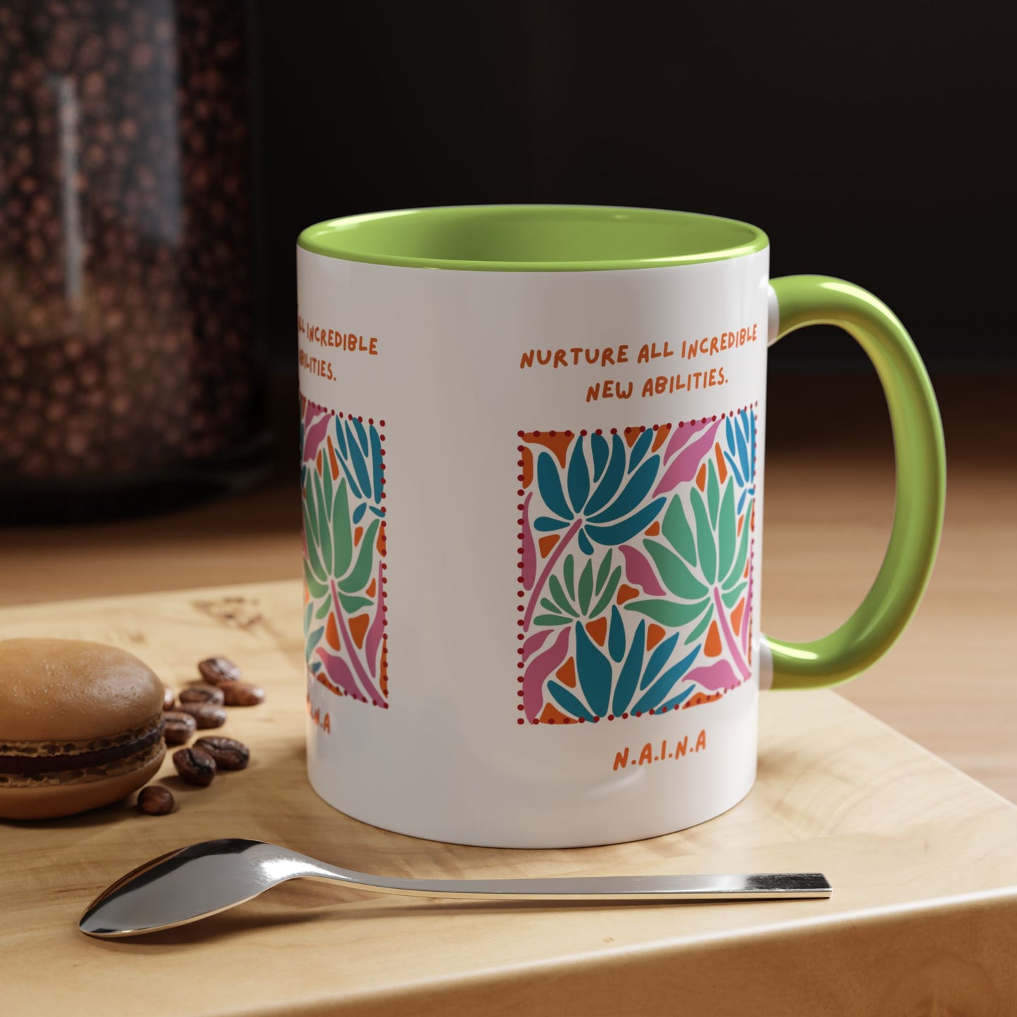 Personalized Initial Floral Momentum Accent Coffee Mug