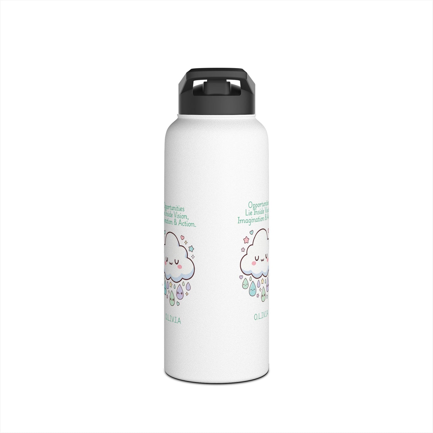 Personalized Initial Quote Cloud Dripping Stainless Steel Water Bottle