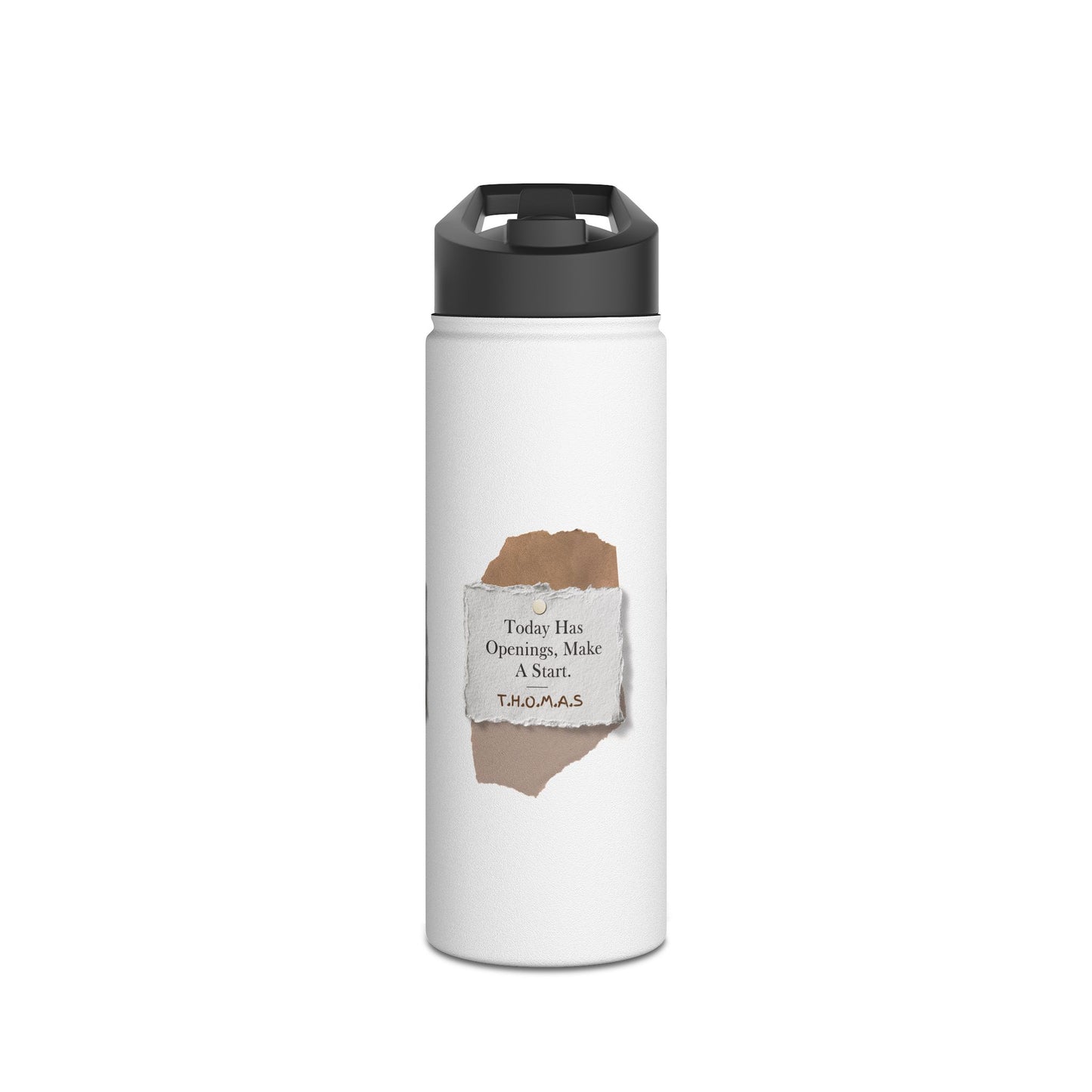 Personalized Initial Quote Torn Paper Note Stainless Steel Water Bottle