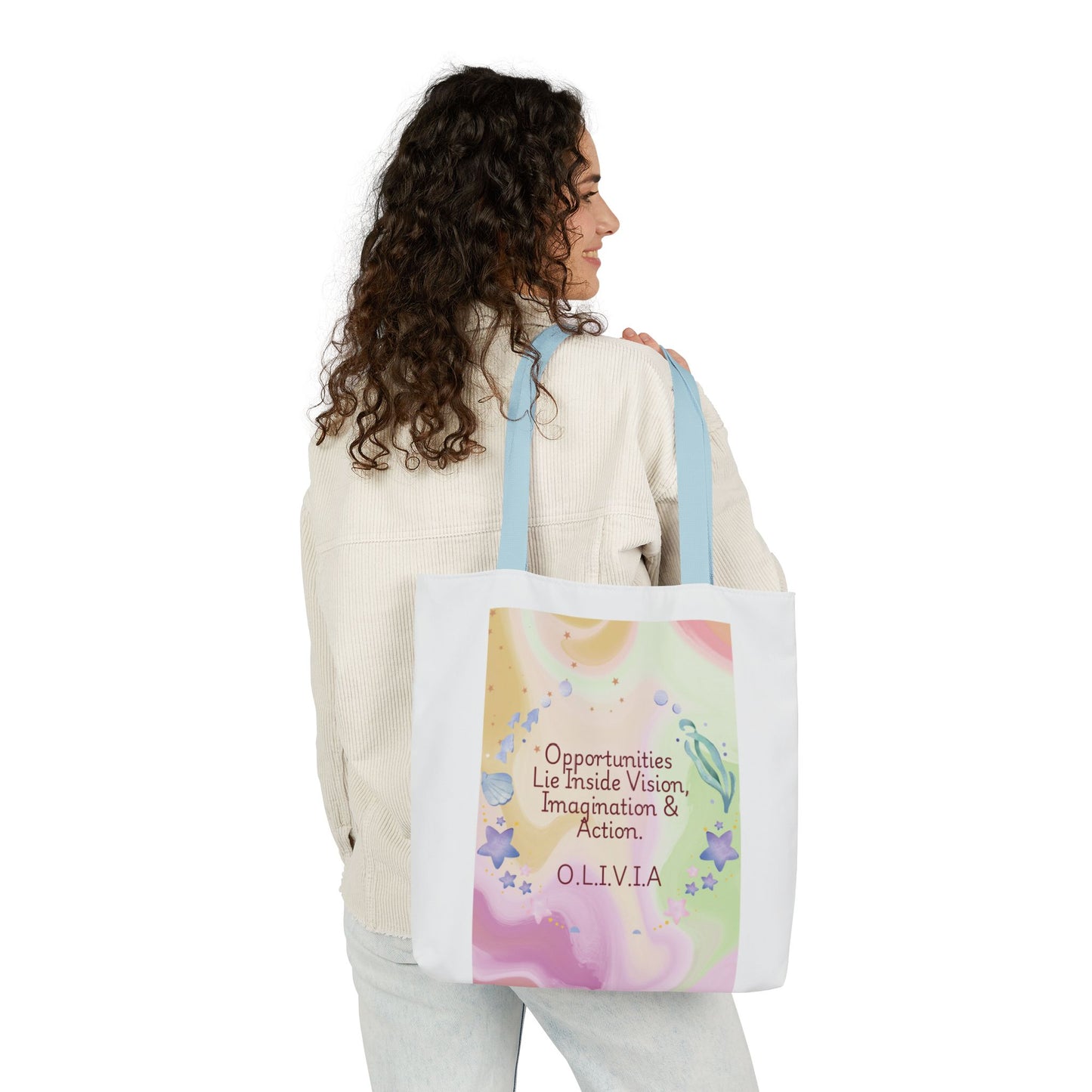 Personalized Initial Quote Ocean Theme Canvas Tote Custom Name