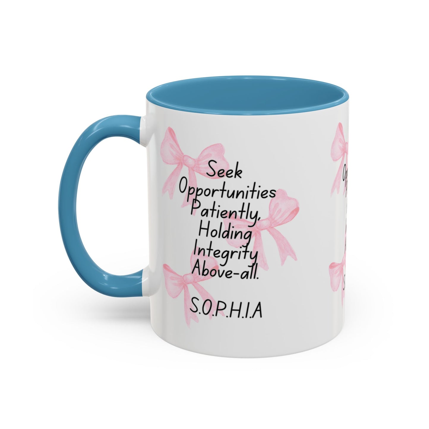 Personalized Pink Bow Accent Coffee Mug