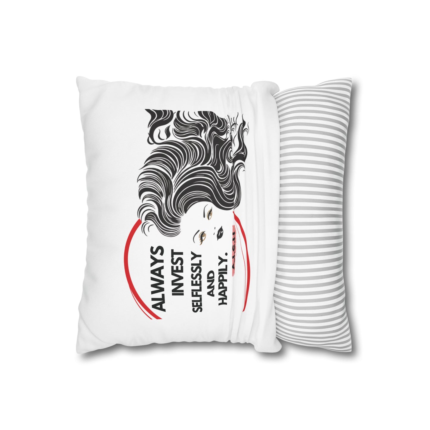 Personalized Initial Quote Inspirational Girl — Custom Sayings on Square Poly Canvas Pillowcase