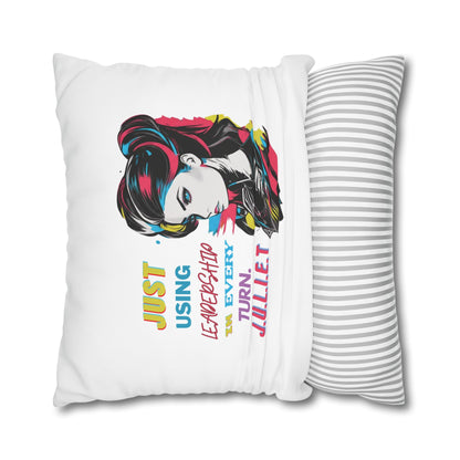 Personalized Initial Quote Vintage Girl — Custom Sayings on Square Poly Canvas Pillowcase