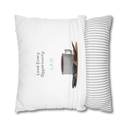Personalized Initial Quote Coffee and Sunglasses — Custom Sayings on Square Poly Canvas Pillowcase