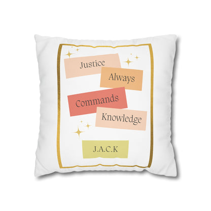 Personalized Initial Quote Pastel Inspirational — Custom Sayings on Square Poly Canvas Pillowcase