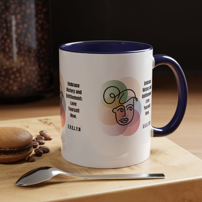 Personalized Initial Sketch Girl Accent Coffee Mug