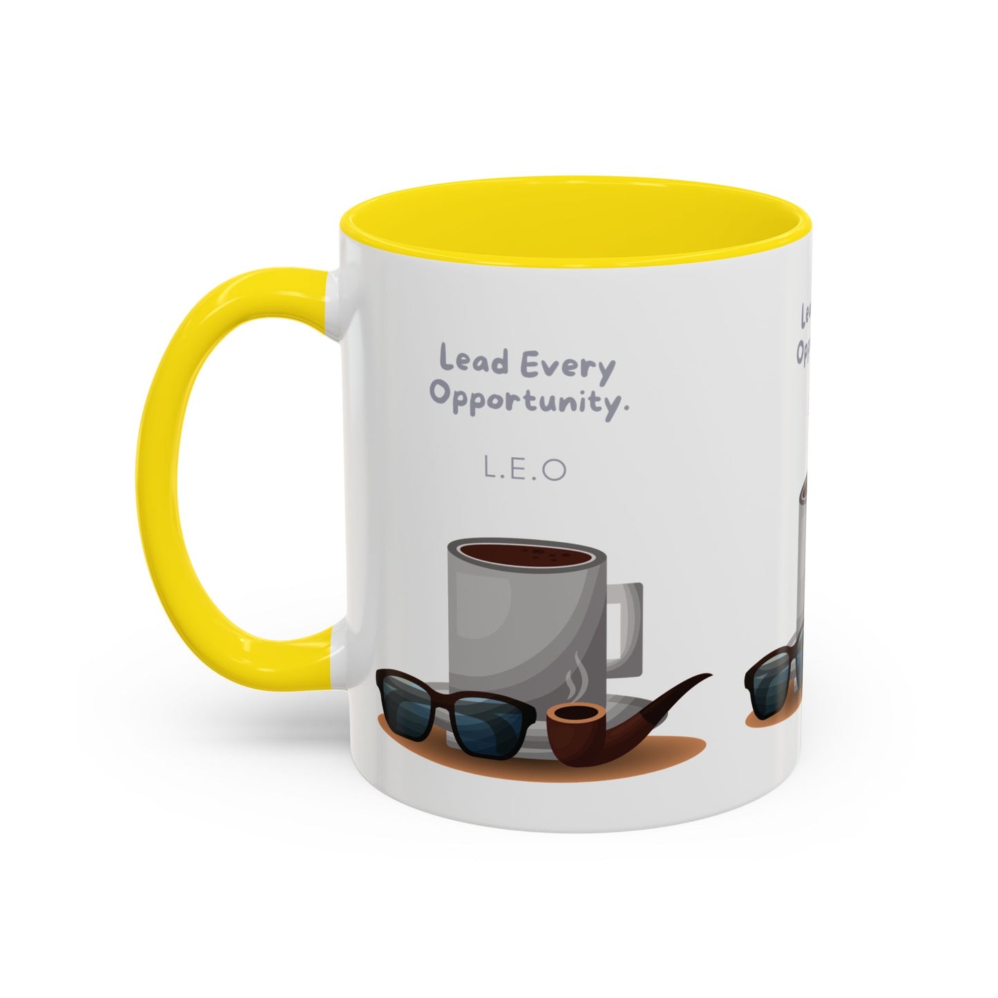 Personalized Initial Coffee and Sunglasses Accent Coffee Mug