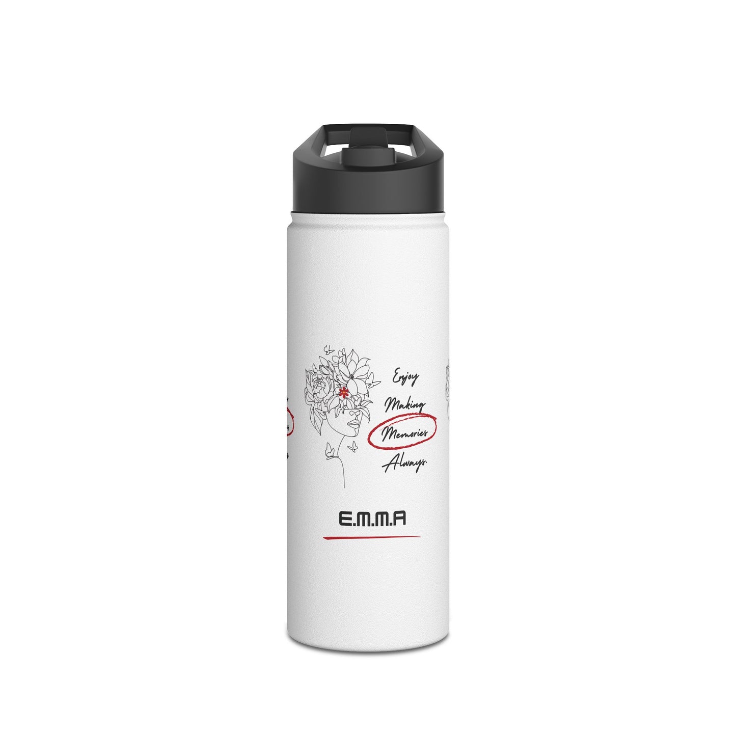 Personalized Initial Quote Floral Girl Stainless Steel Water Bottle