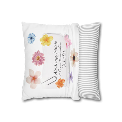 Personalized Initial Quote Clip Note — Custom Sayings on Square Poly Canvas Pillowcase