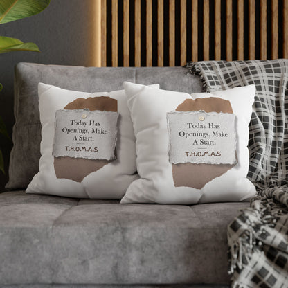 Personalized Initial Quote Torn Paper — Custom Sayings on Square Poly Canvas Pillowcase