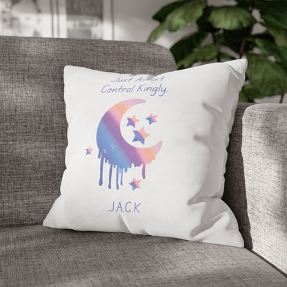 Personalized Initial Quote Moon Dripping — Custom Sayings on Square Poly Canvas Pillowcase