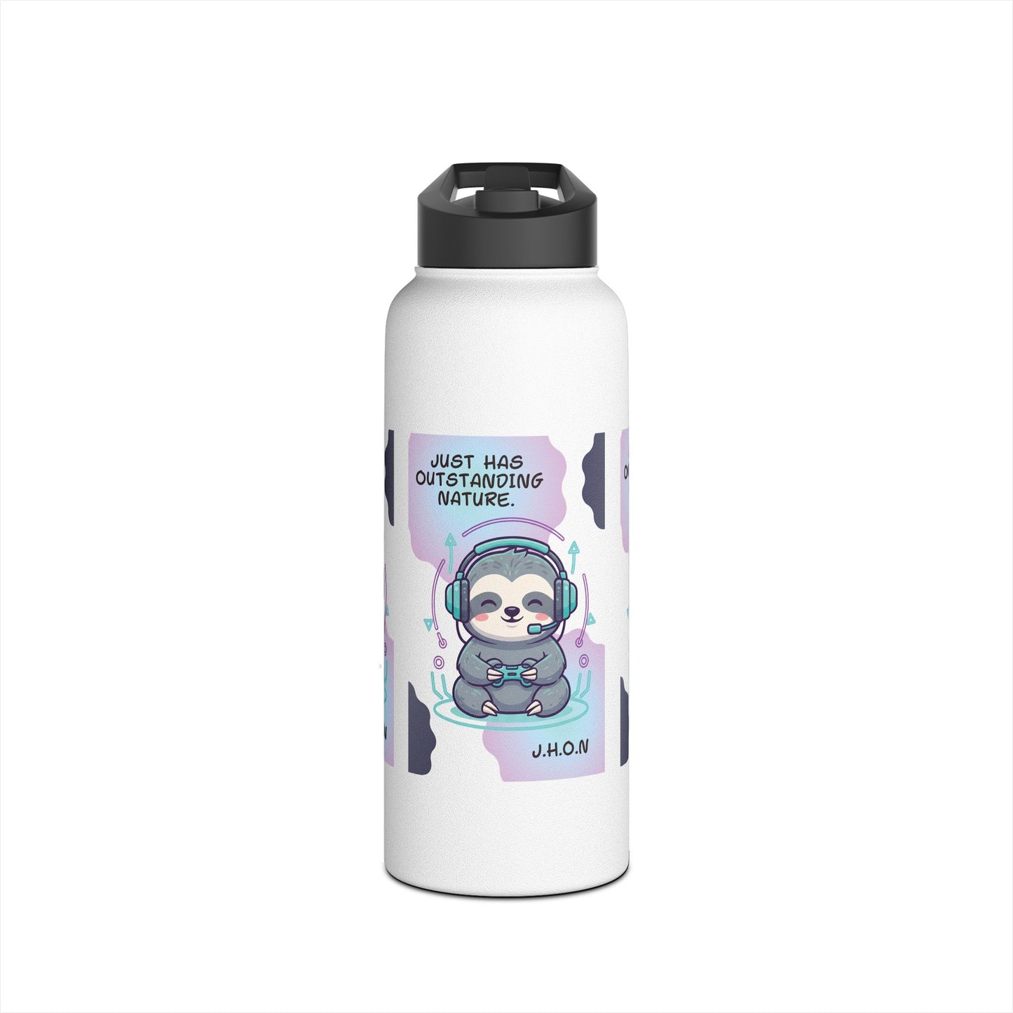 Personalized Initial Quote Sloth Gamer Stainless Steel Water Bottle
