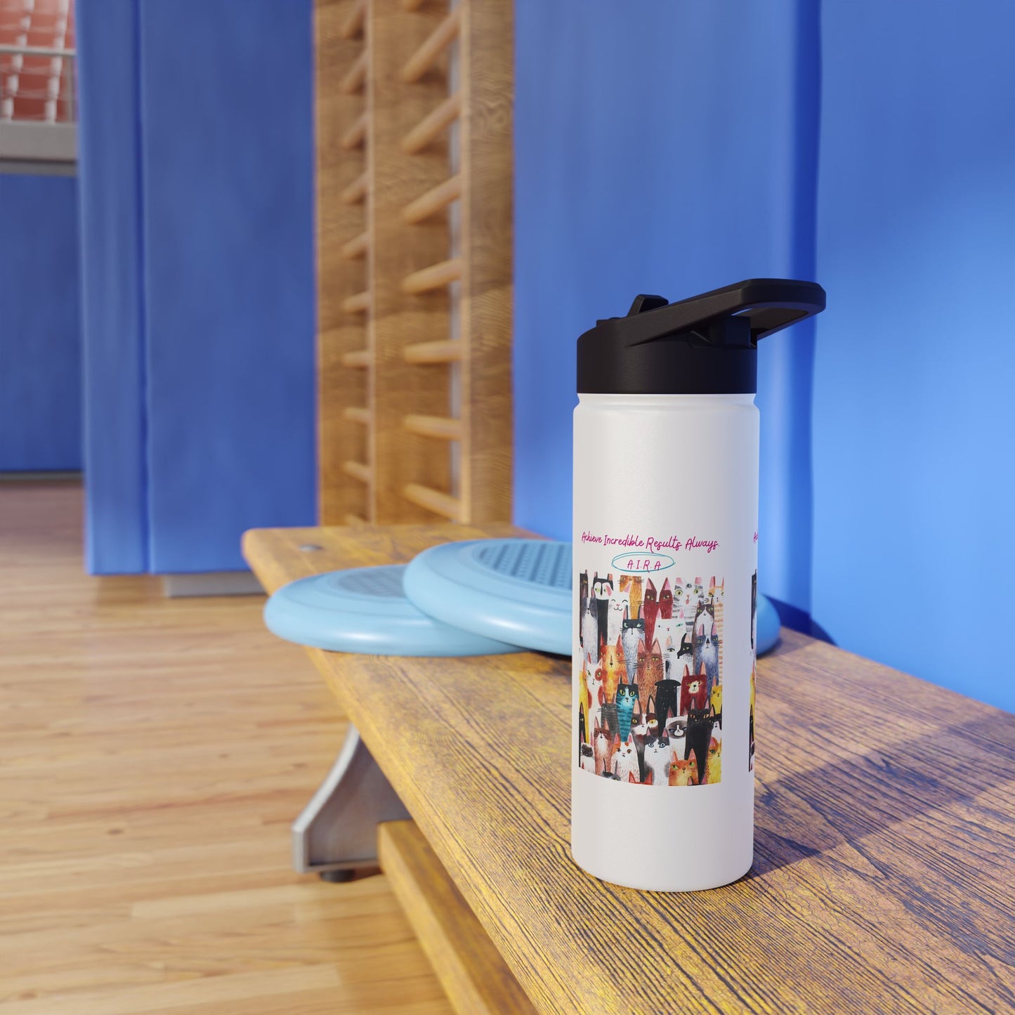 Personalized Initial Quote Cat Collage Stainless Steel Water Bottle