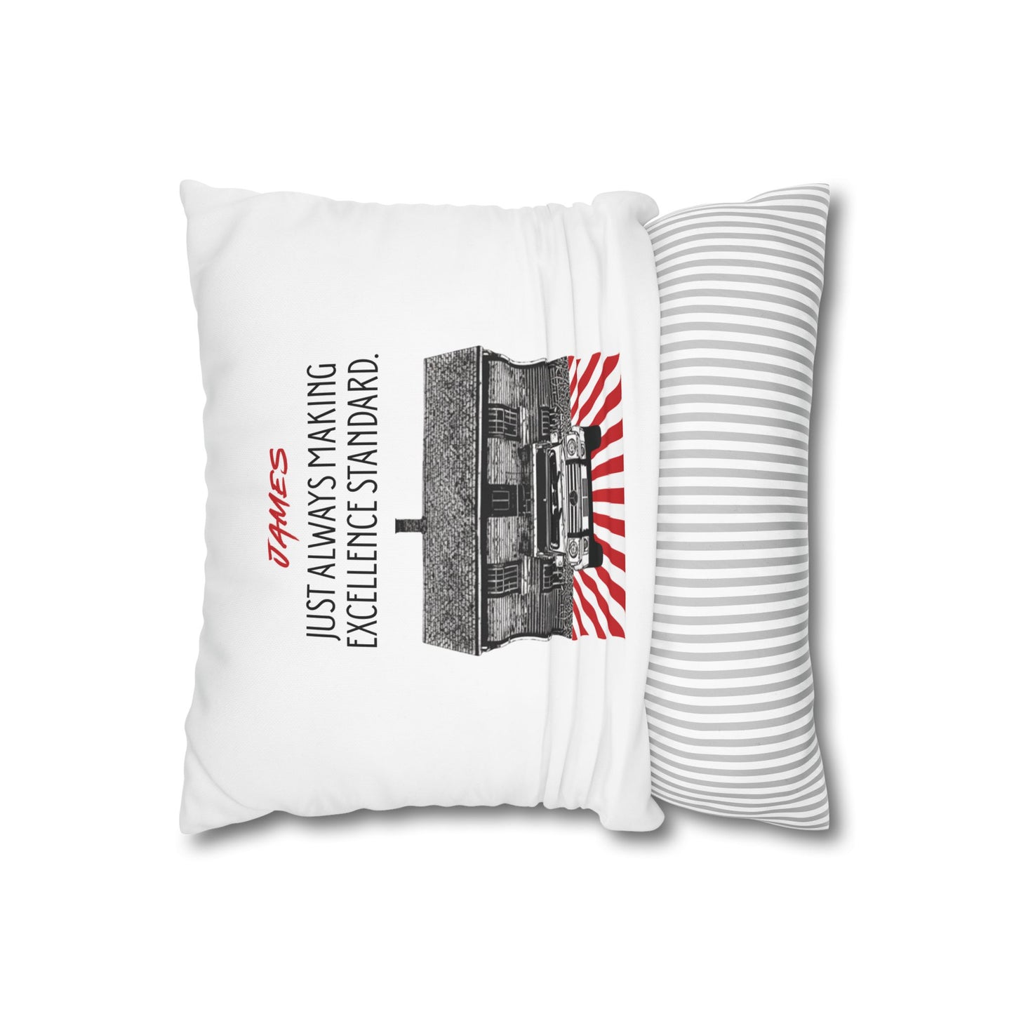 Personalized Initial Quote Vintage Car — Custom Sayings on Square Poly Canvas Pillowcase