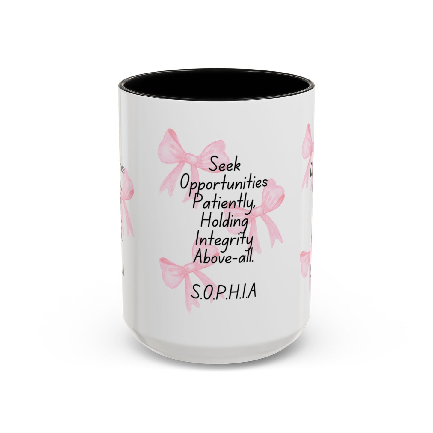 Personalized Pink Bow Accent Coffee Mug