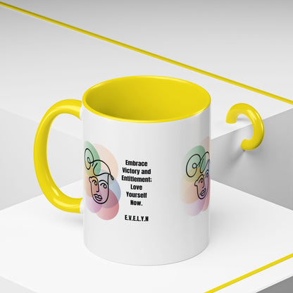 Personalized Initial Sketch Girl Accent Coffee Mug