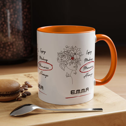 Personalized Initial Floral Girl Accent Coffee Mug