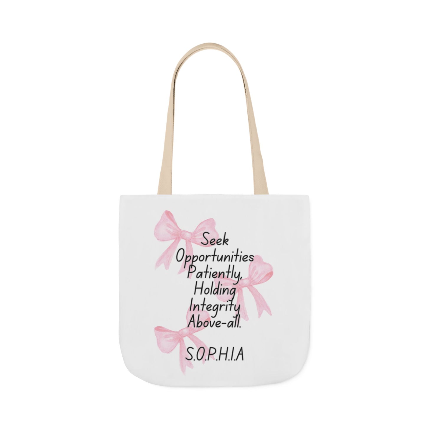 Personalized Initial Quote Pink Bow Canvas Tote Custom Name