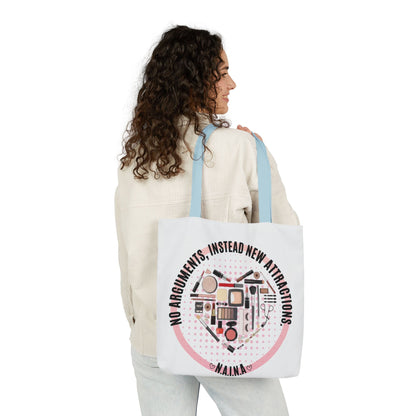 Personalized Initial Quote Cosmetic Heart Canvas Tote Custom Name