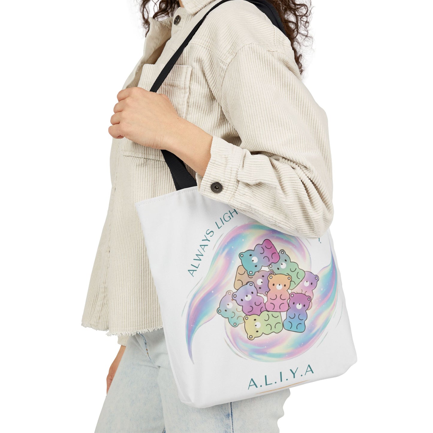 Personalized Initial Quote Pastel Cloud Canvas Tote Custom Name