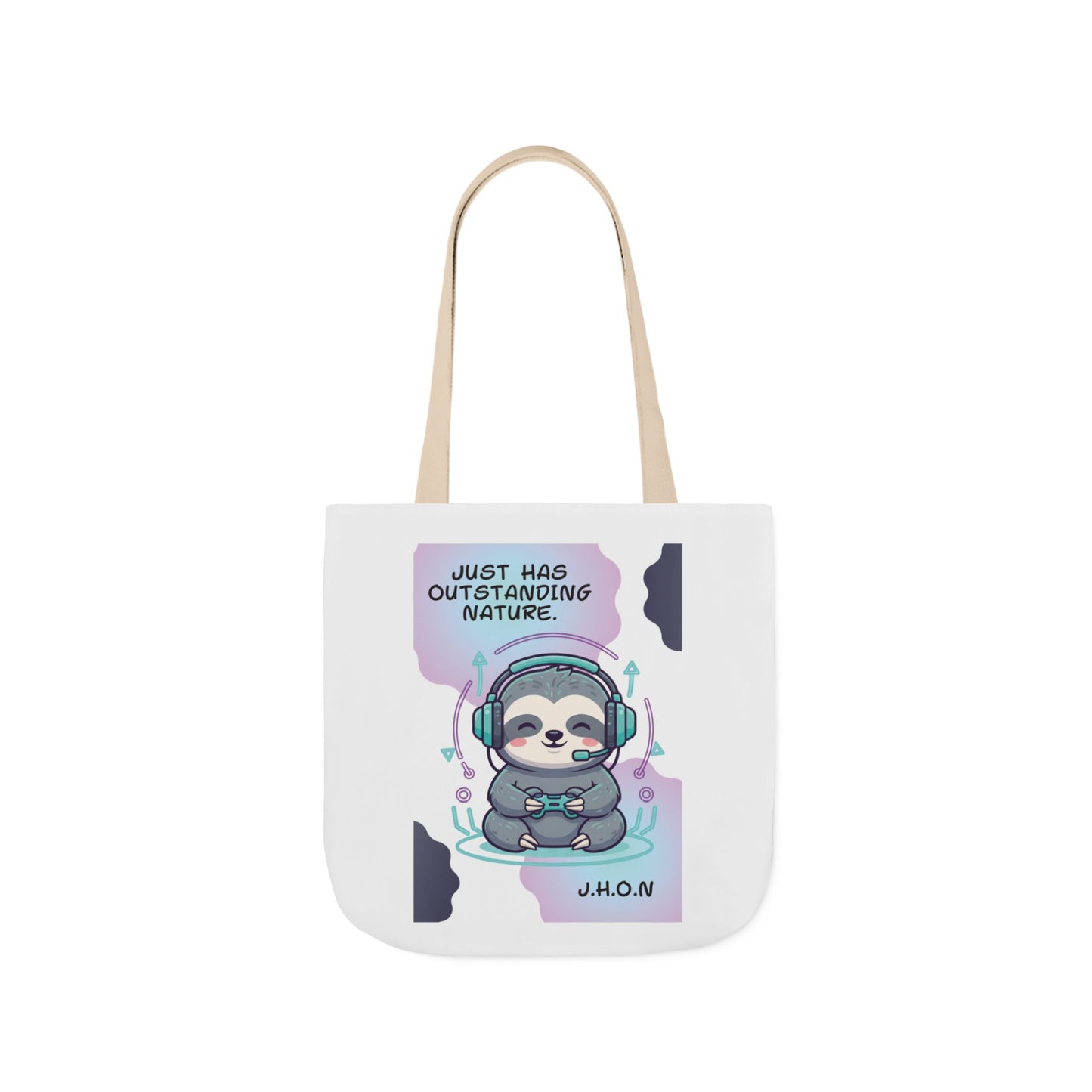 Personalized Initial Quote Sloth Gamer Canvas Tote Custom Name