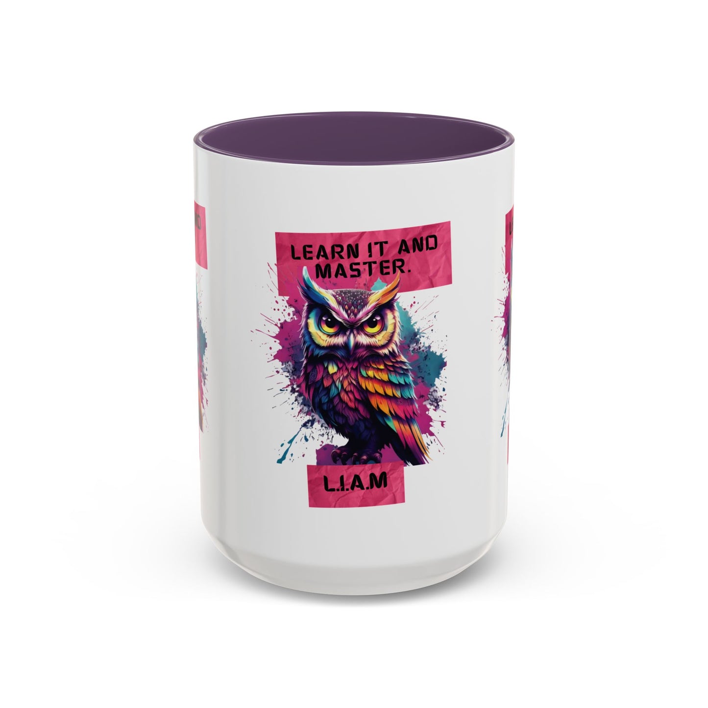 Personalized Initial Owl Accent Coffee Mug