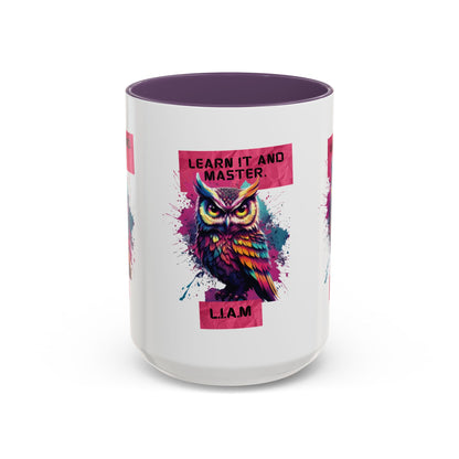 Personalized Initial Owl Accent Coffee Mug