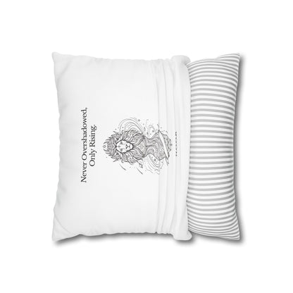 Personalized Initial Quote Girl Lion — Custom Sayings on Square Poly Canvas Pillowcase