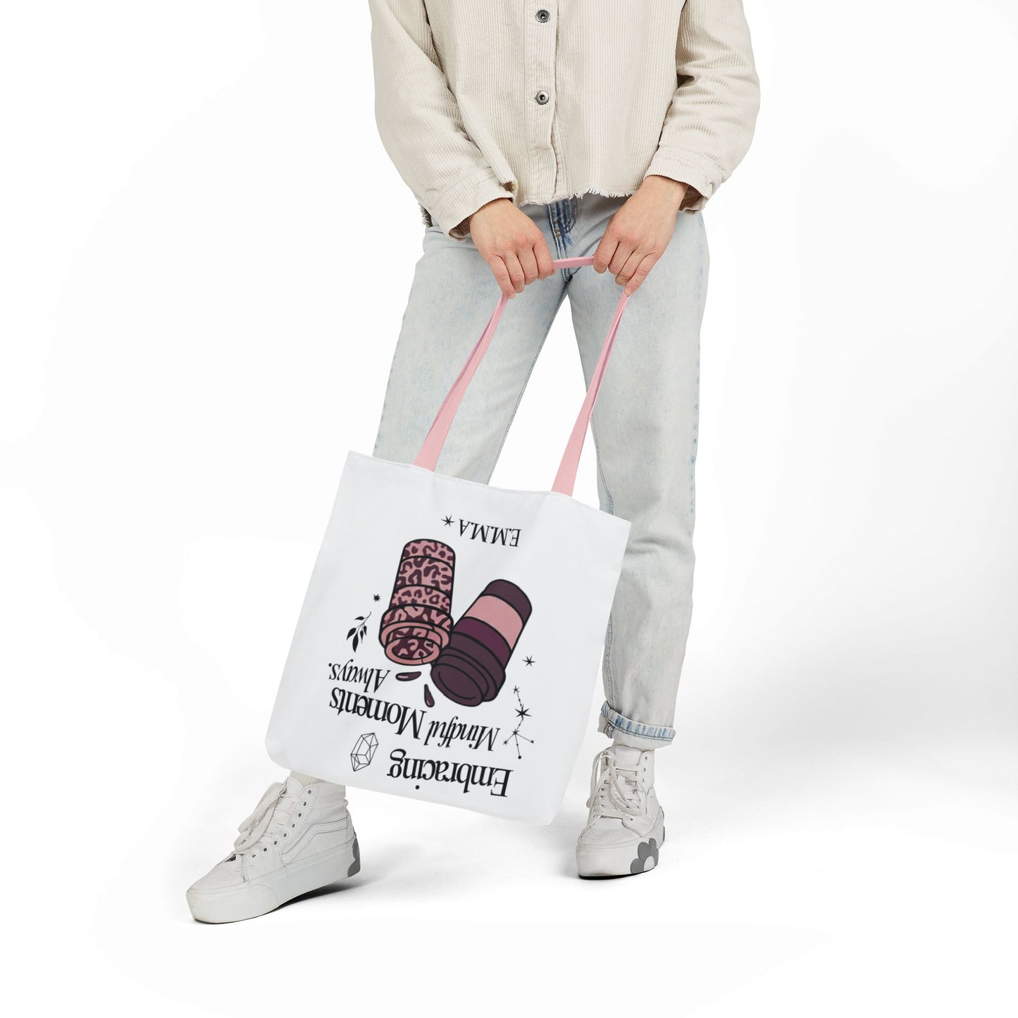 Personalized Initial Quote Coffee Cup Canvas Tote Custom Name