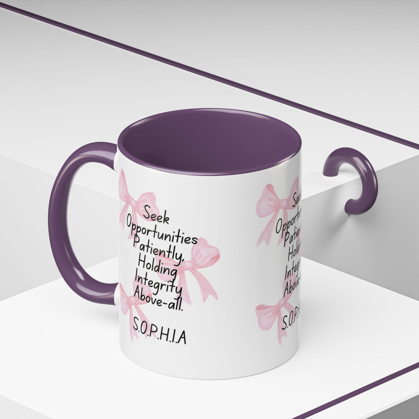 Personalized Pink Bow Accent Coffee Mug