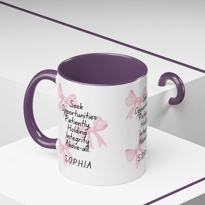 Personalized Pink Bow Accent Coffee Mug