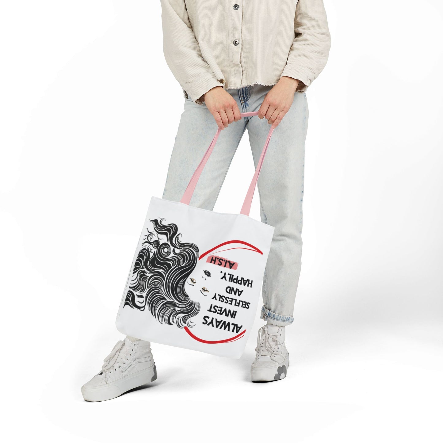 Personalized Initial Quote Inspirational Girl Canvas Tote Custom Name